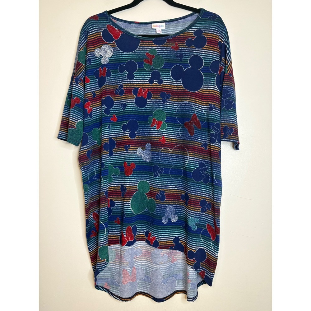 LuLaRoe Mickey Mouse Disney Tunic Top Striped Print‎ Women's Size Medium